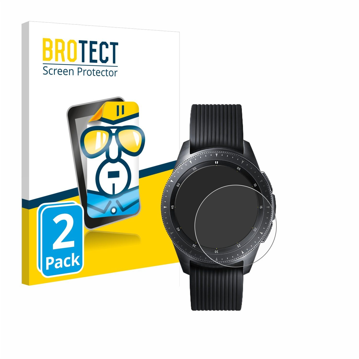 BROTECT Displayschutzfolie Schutzfolie für Samsung Galaxy Watch (42 mm), 2 Stück, Displayschutz Schutz Folie Klar Transparent