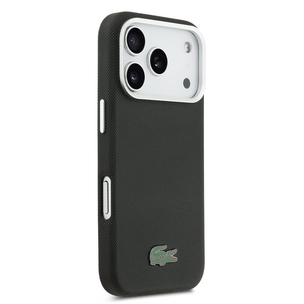 Lacoste Handyhülle iPhone 17 Pro Kunstleder schwarz Logo Krokodil Magsafe 6,3 Zoll, Kantenschutz – Bild 4 von 5