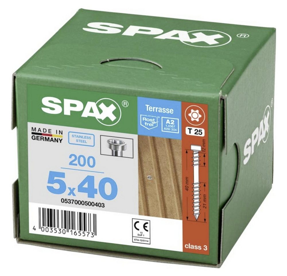 Thumbnail - SPAX Schraube SPAX 0537000500403 Holzschraube 5 mm 40 mm T-STAR plus Edelstahl A