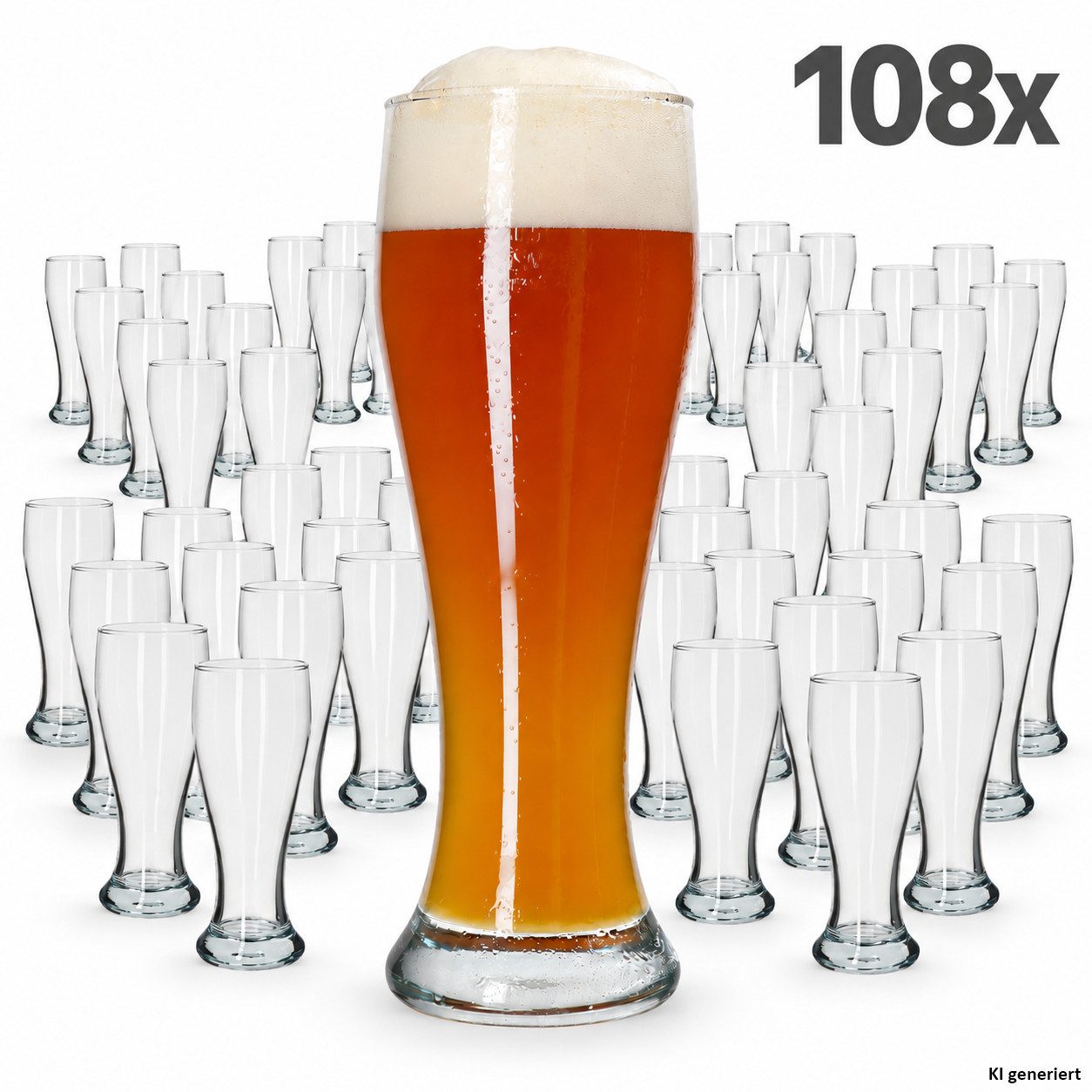 MamboCat Bierglas 108er Set Sepp Weizenbiergläser 0,5 L geeicht aus Klarglas Weißbier, Glas