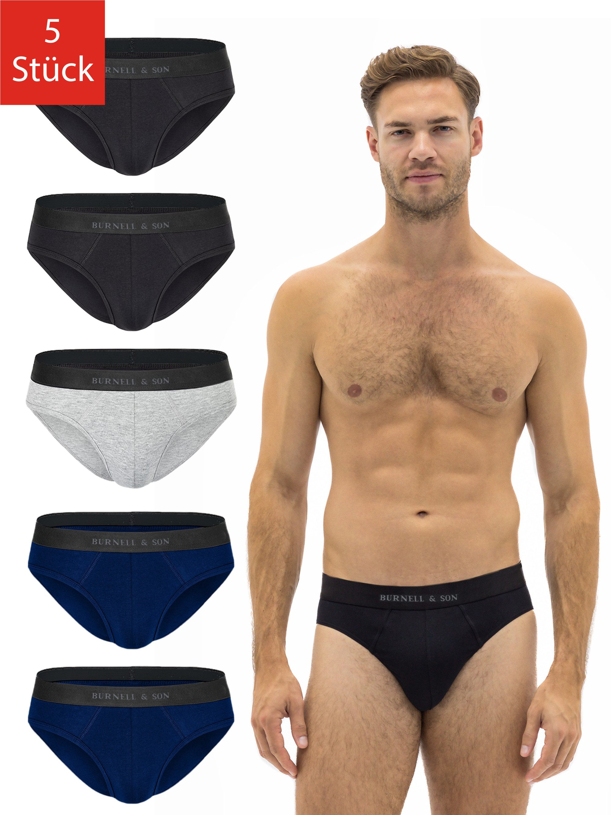 Burnell & Son Slip Herren Unterhosen aus Baumwolle (Packung, 5-St., 5er-Pack) Männer Unterwäsche mit elastischem Komfortbund