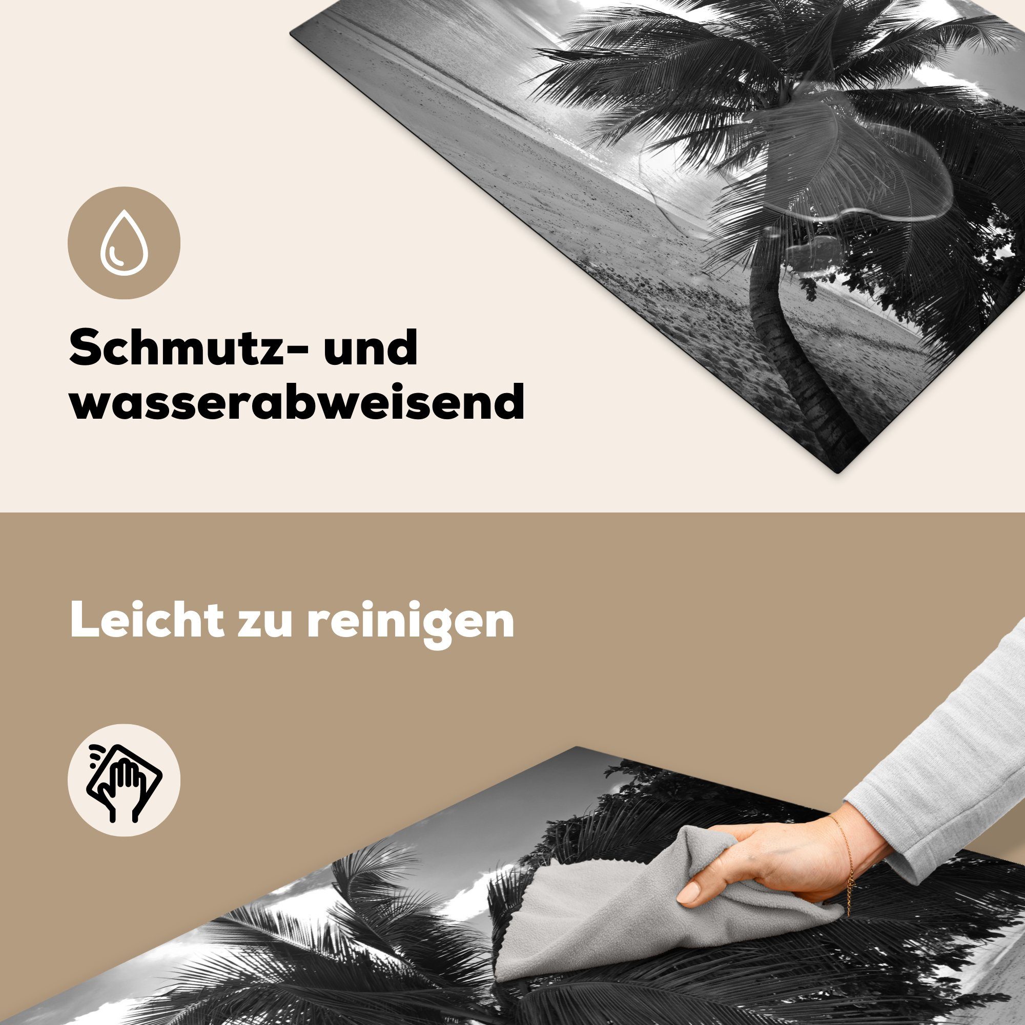 MuchoWow Herdblende-/Abdeckplatte Palmen Schutz Ceranfeldabdeckung Vinyl, für küche, Küste, an der Induktionskochfeld die (1 cm, tlg), 81x52