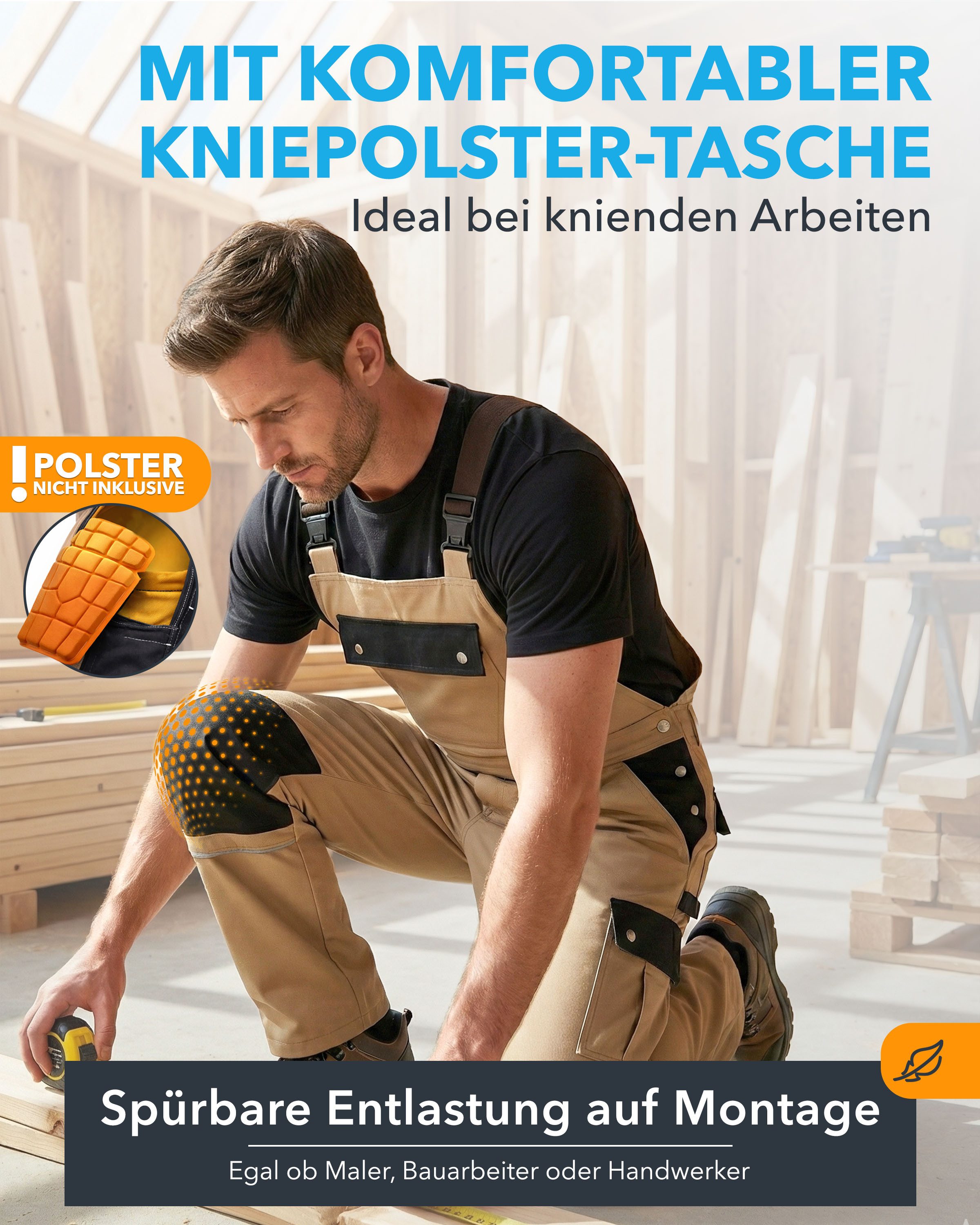 TMG International Arbeitslatzhose Latzhose Arbeitshose Cargohose Overall Blaumann