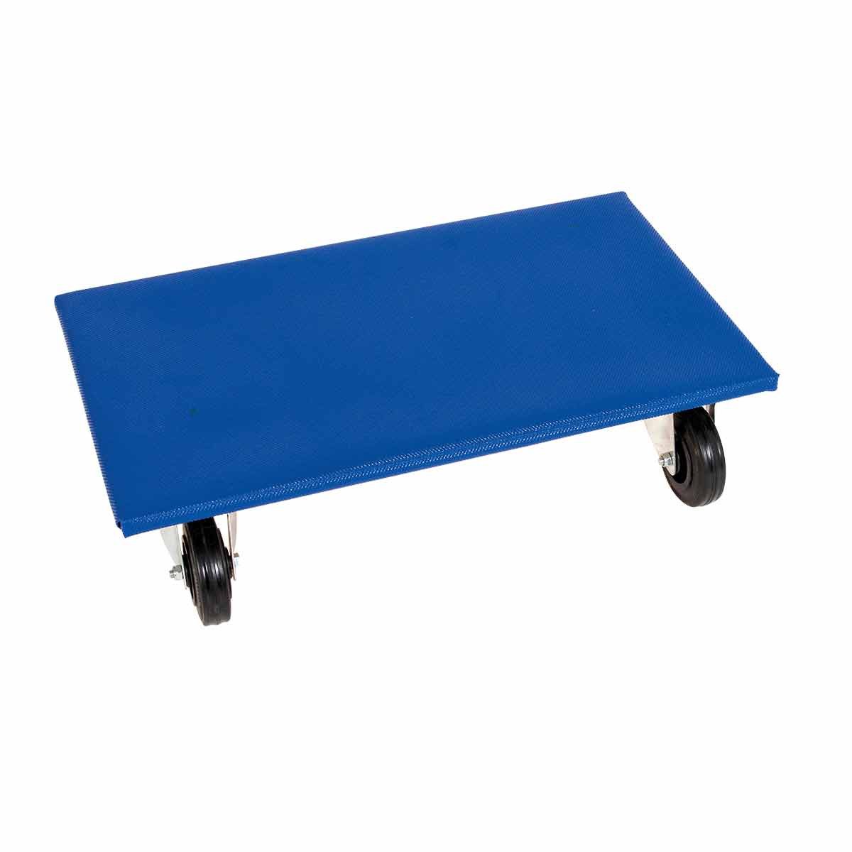 OSWALD Transportgeräte Transportwagen Möbelroller Holz, 2 Stück, 350 x 600 mm, Anti-Rutschbelag, 300 kg Blau, (RW13083), Rollen ø 100 mm Vollgummi schwarz, robuste Bauweise