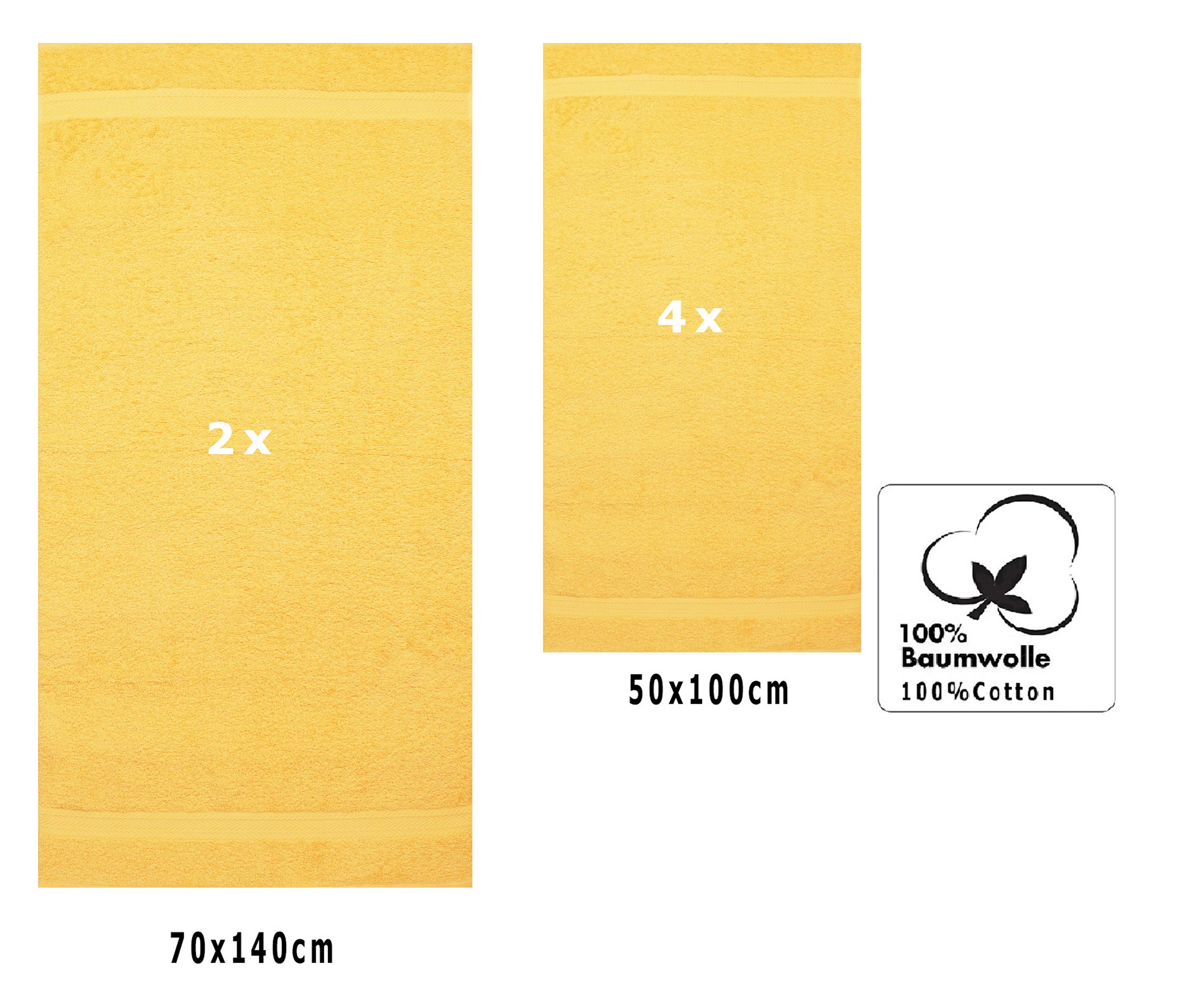 gelb teiliges Betz PREMIUM Baumwolle, -6 Set (6-tlg) Baumwolle, 100% Handtuch Handtücher-Set-100% Betz Handtuch-Set