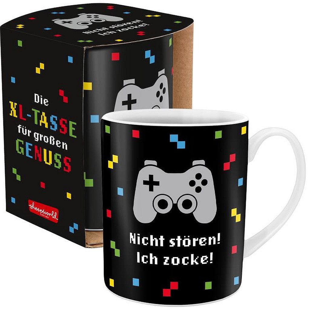 Sheepworld Tasse Jumbo Tasse Becher Tee Kaffeetasse 60cl Geschenk Sheepworld ZOCKEN, Porzellan