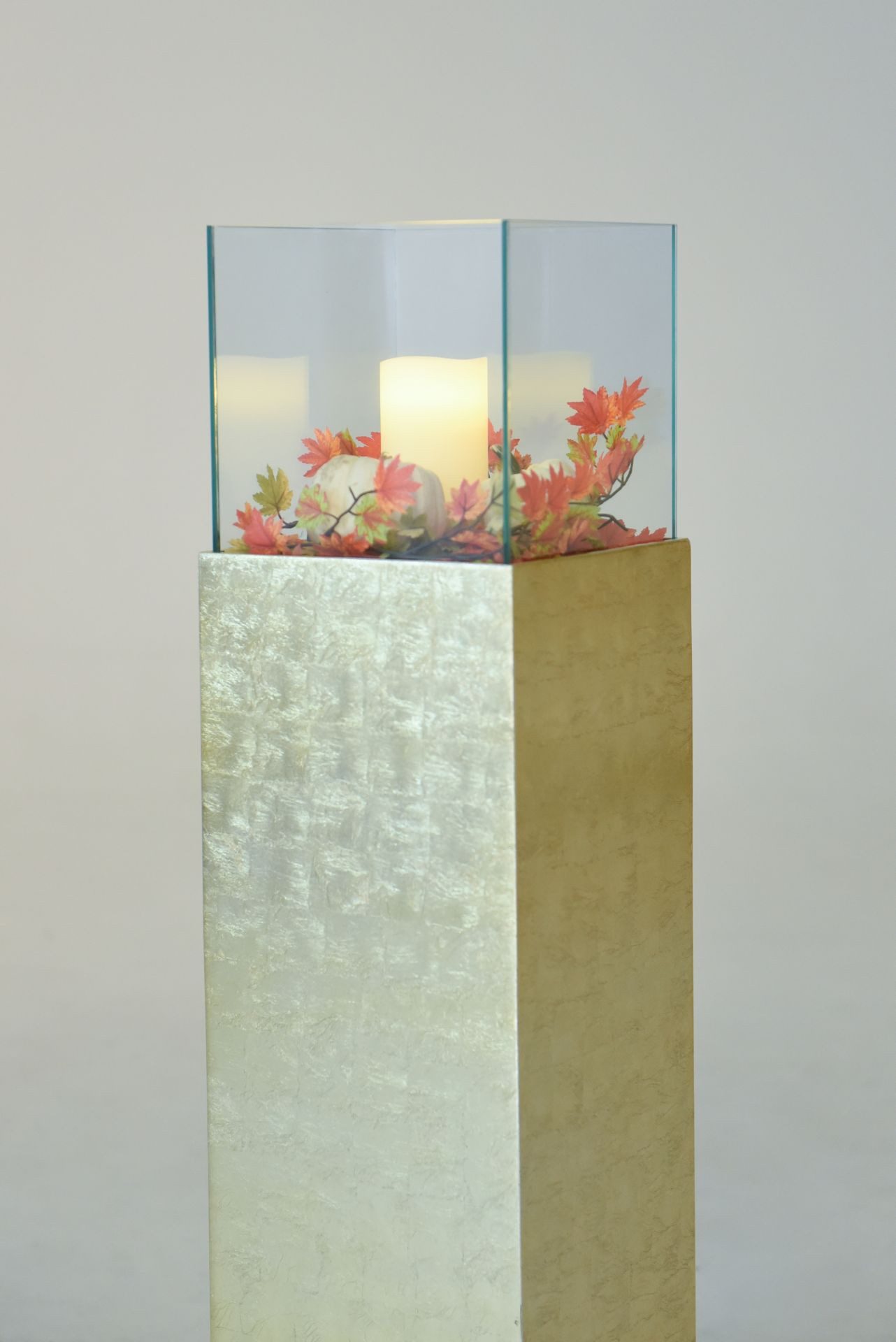 VIVANNO Bodenwindlicht Alu-Verbund CANDELA Rechteckig - Blattgold Blattoptik Hochglanz (1 St), 25x25x100 cm