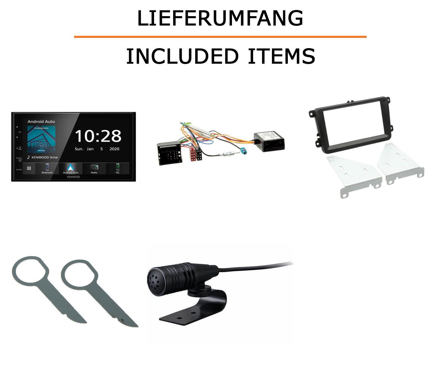 JUST SOUND best choice for caraudio Autoradio Einbauset Kenwood Kenwood DMX5020BTS VW Beetle Autoradio (RDS, AM/FM Radio, Animiertes Display, Bluetooth, Eingebauter Equalizer, Freisprecheinrichtung, Touchscreen, CarPlay, Android, AndroidAuto)