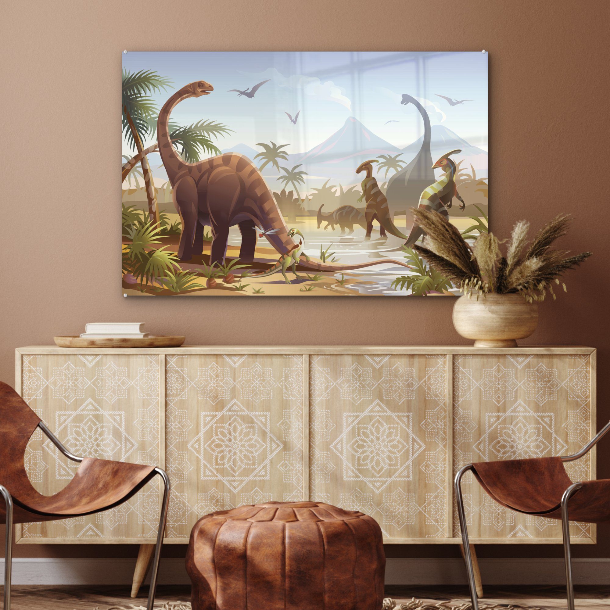 Dinosaurier, Acrylglasbild Schlafzimmer Wasser - Kinderzimmer Acrylglasbilder St), (1 MuchoWow Wohnzimmer - &