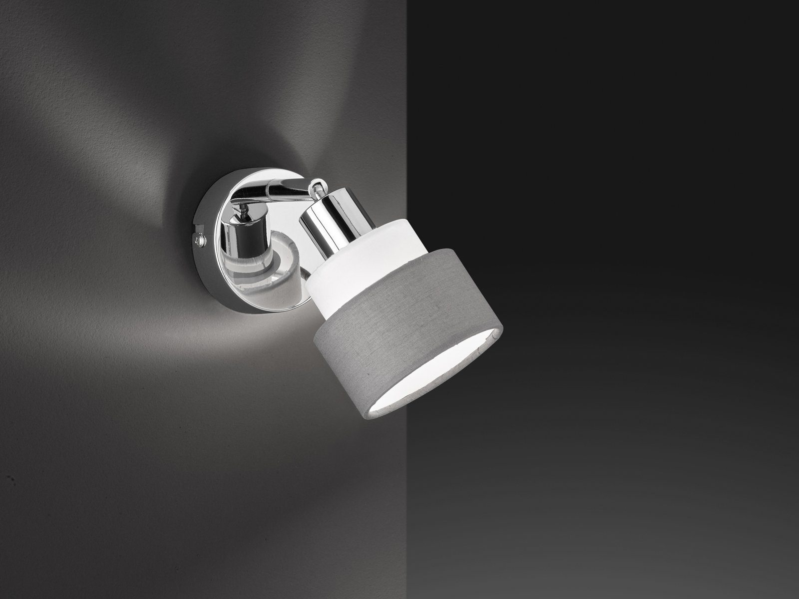 WOFI LED Wandstrahler, innen, Designer Wand-Lampe mit Stoff Lampen-schirm  Grau-Weiß, einflammig, Spots schwenkbar, Lese-Lampe online kaufen | OTTO