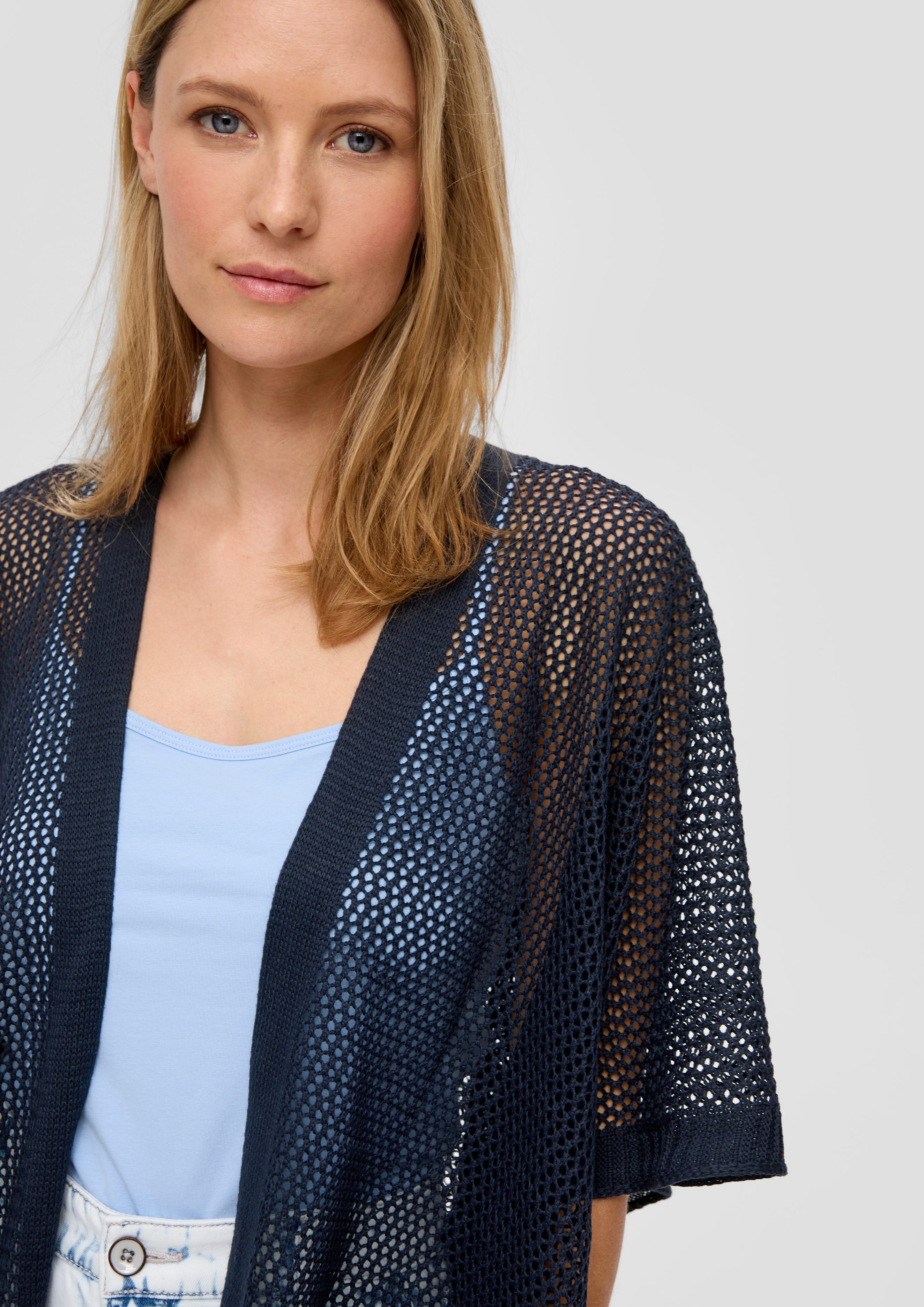 s.Oliver Poncho Strickponcho mit Musterstruktur Rippbündchen günstig online kaufen