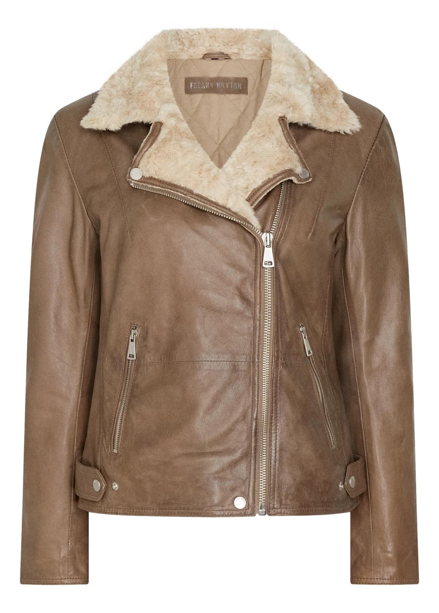 Freaky Nation Lederjacke »Cozy Time-FN« mit kuscheligem Plüschfell am Krage günstig online kaufen