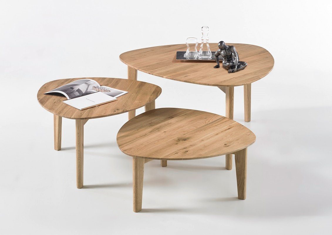 MCA furniture Couchtisch Couchtisch Set Camilla, 3-teilig, 60/60/80, Asteiche massiv, (Set), Breite 60 cm,60 cm,80 cm,Tischplatte aus Massivholz