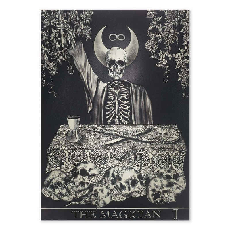 GalaxyCat Poster Tarot Wandbild im Gothic Stil, Poster auf Hartschaumplatte 30x42cm, Der Magier, Gothic Wandbild mit Der Magier
