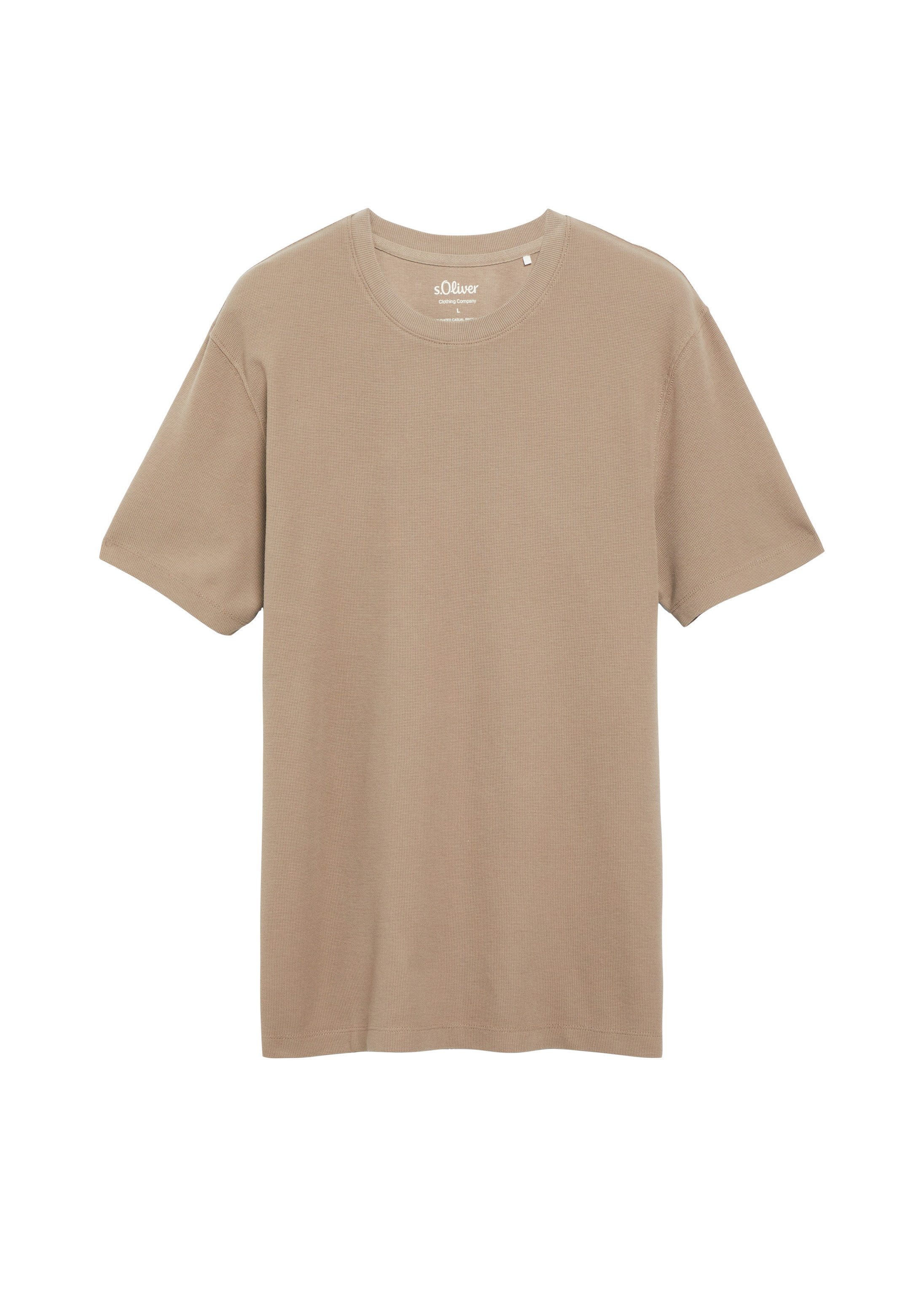 s.Oliver Kurzarmshirt T-Shirt Waffeljersey-T-Shirt aus reiner Baumwolle