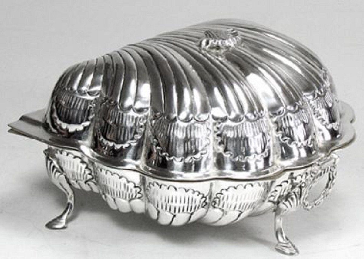 Casa Padrino Dekoobjekt Jugendstil Schatulle mit Deckel Silber 19 x 19 x H. 12 cm - Barock & Jugendstil Deko Accessoires