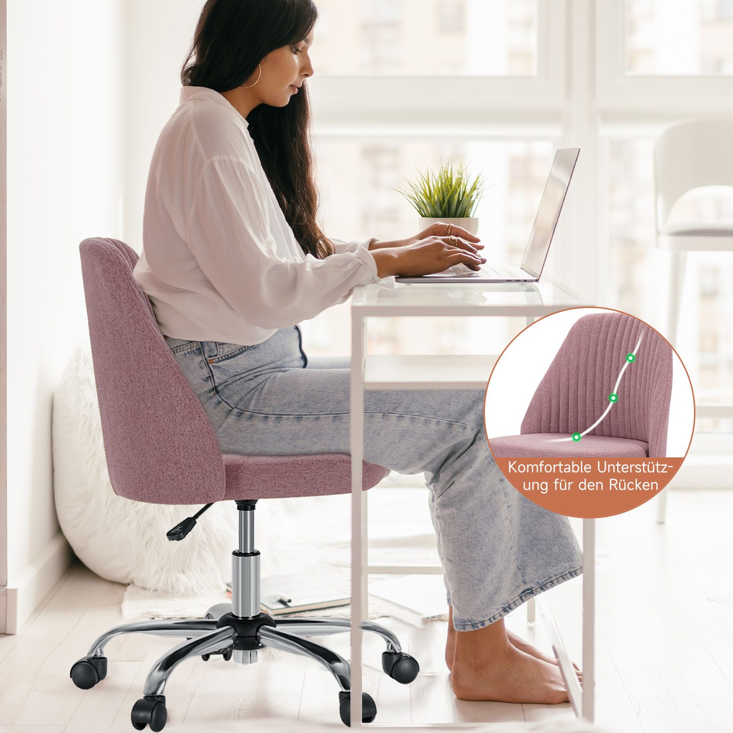 Refined Living Bürostuhl Schreibtischstuhl mit Rädern günstig online kaufen