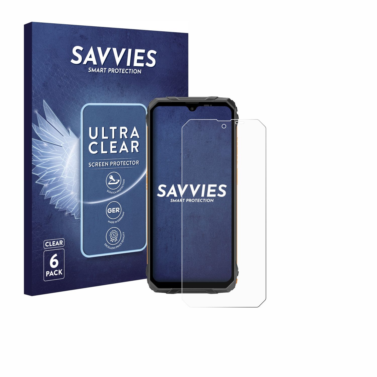 Savvies Displayschutzfolie Schutzfolie für Blackview Fort 1, 6 Stück, Displayschutz Schutz Folie Klar Transparent