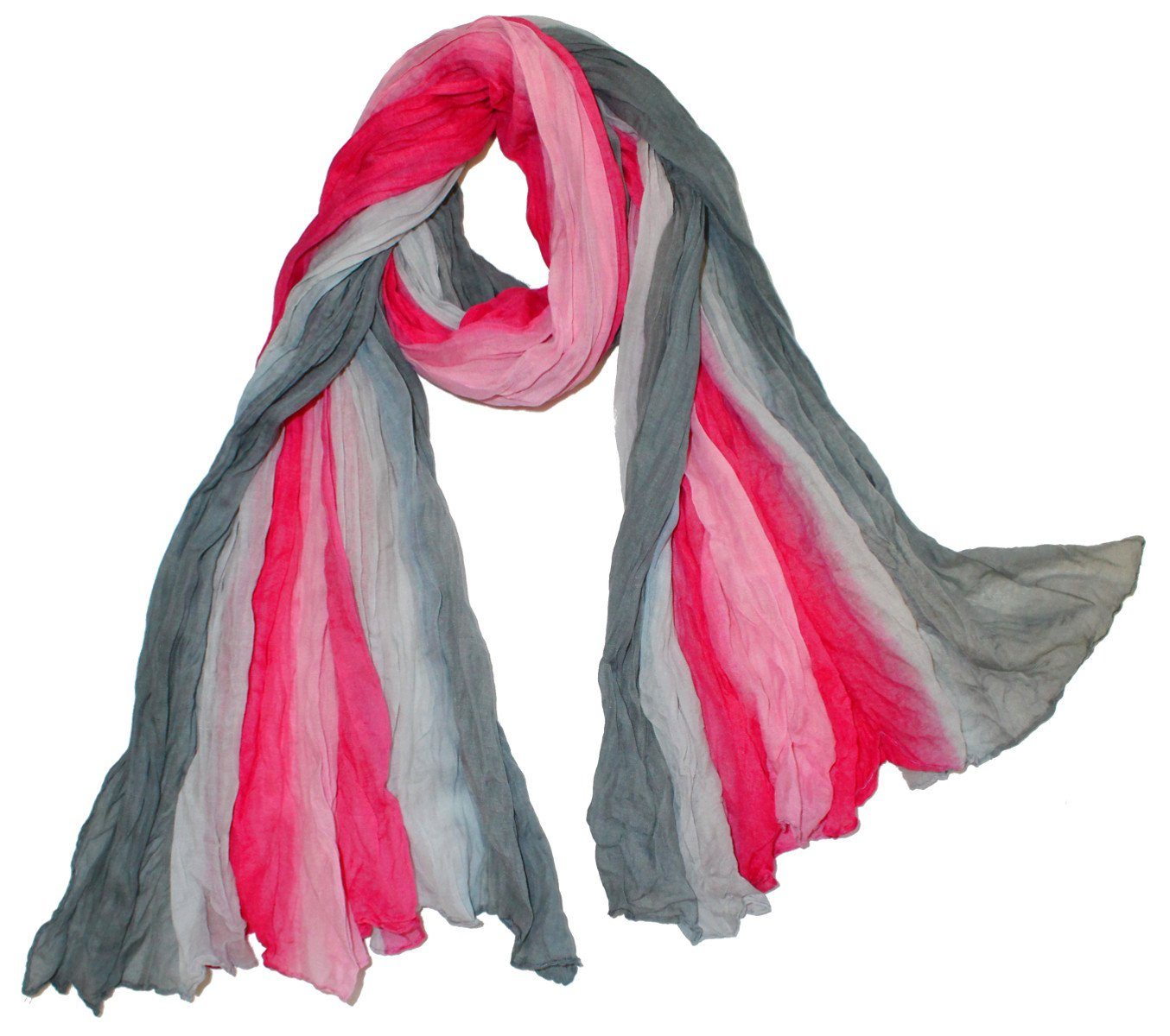 dy_mode Modeschal Großer Bunter Schal in Farbstreifen für Damen Tuch Strandtuch, In Regenbogen-Muster S026-RosaPinkGrau