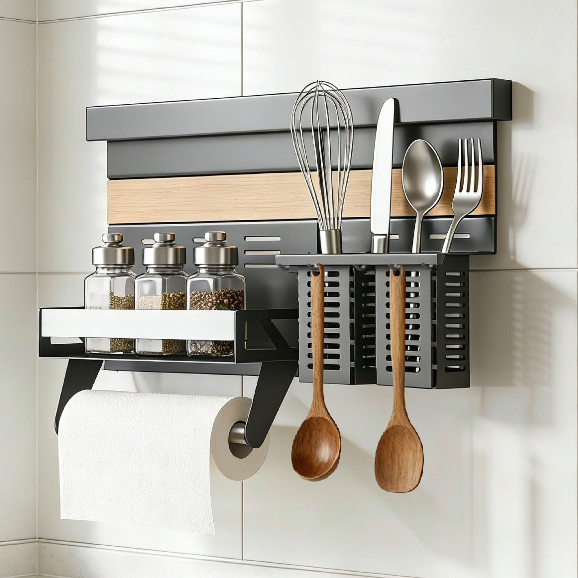 Mai & Mai Küchenregal Küchen Organizer Gewürzregal multifunktional Stahl verzinkt Reglo09-12, Flexible Varianten mit Haltern, optimale Raumnutzung in der Küche