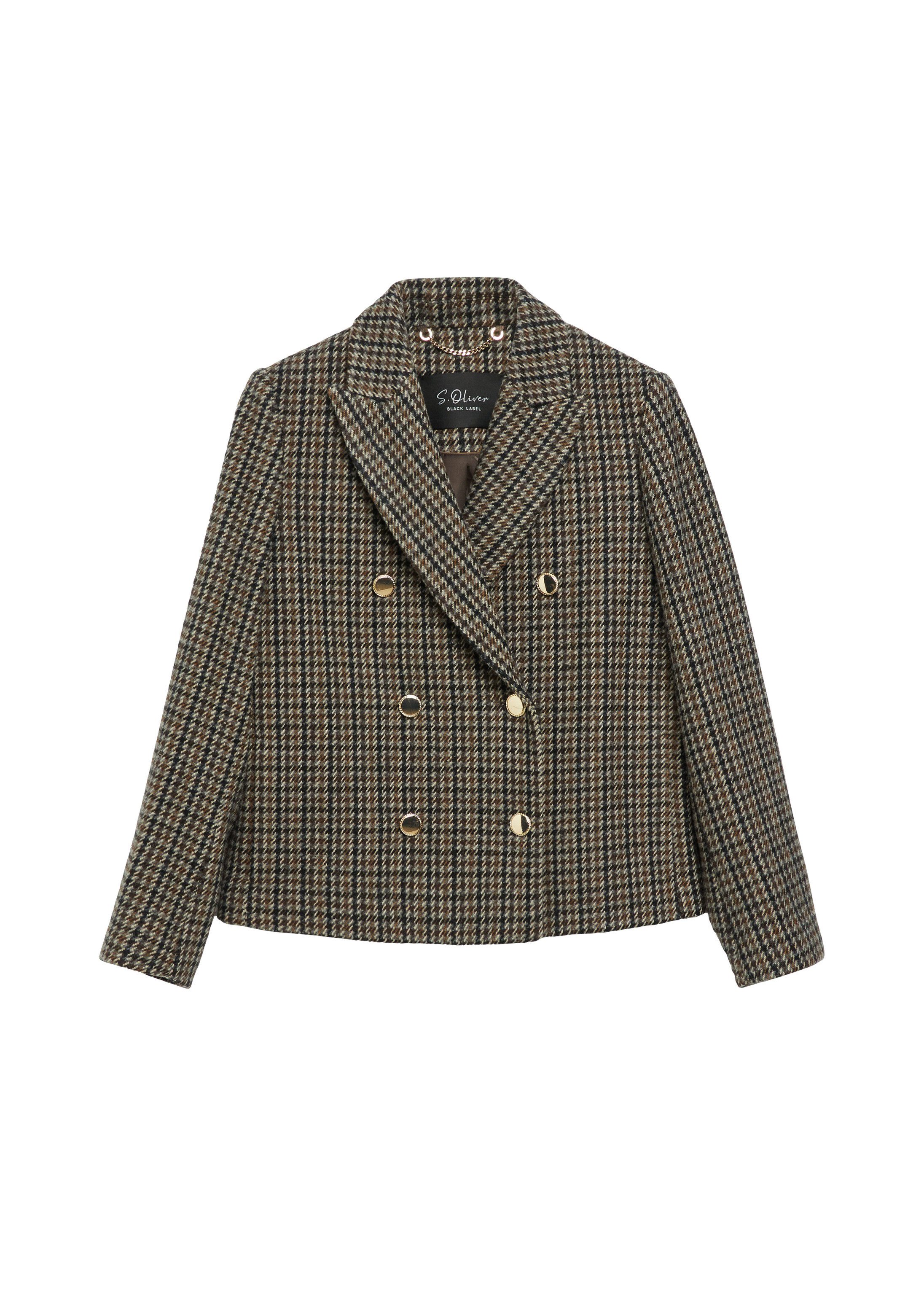 s.Oliver Funktionsjacke Indoor-Jacke Blazer-Jacke mit Hahnentrittmuster