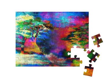 puzzleYOU Puzzle Malerei: Sonnenuntergang, Meer und Baum, 48 Puzzleteile, puzzleYOU-Kollektionen Kunst & Fantasy
