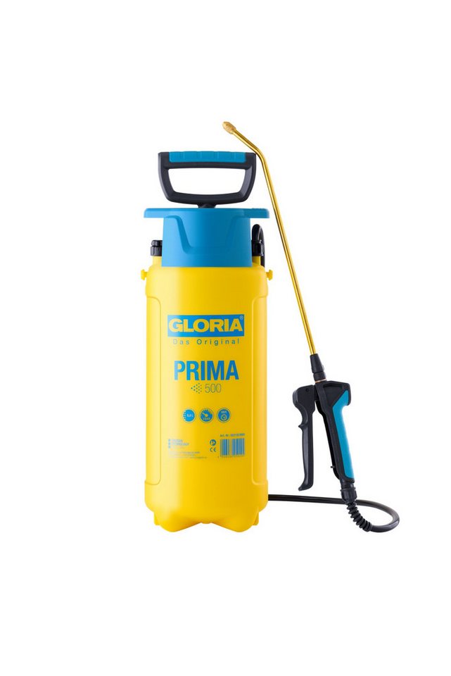 Gloria Drucksprühgerät Prima 500, 5 Liter, 3 bar Gartenspritze mit Messinglanze