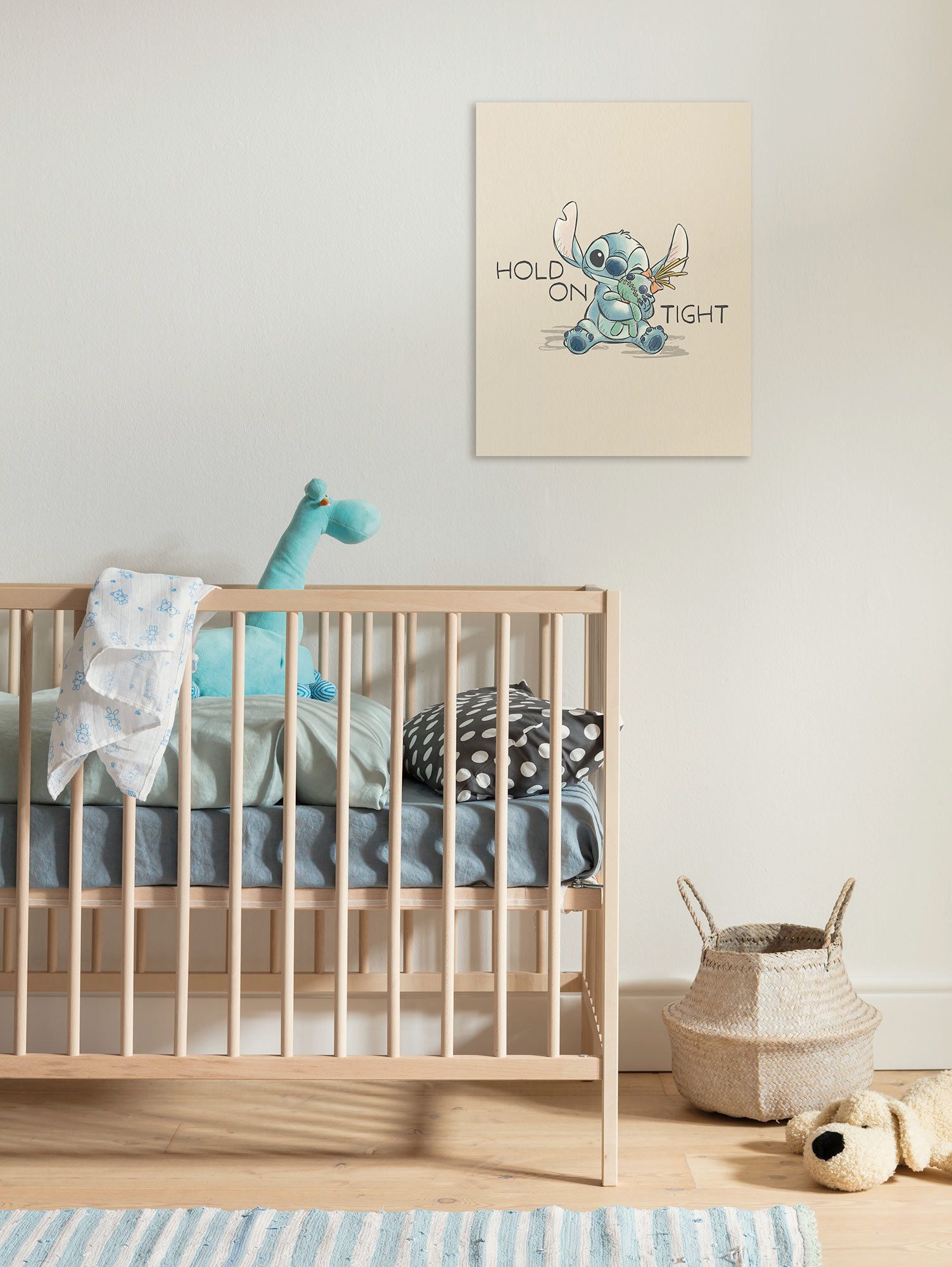 Komar Leinwandbild Disney Lilo and Stitch Hold On Tight, Disney (1 St), 30 x 40 cm (Breite x Höhe) - Kinderzimmer, Dekoration
