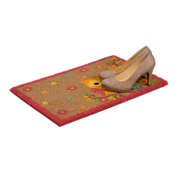 Fußmatte Fußmatte Eule Kokos 40x60 cm, relaxdays, Höhe: 15 mm