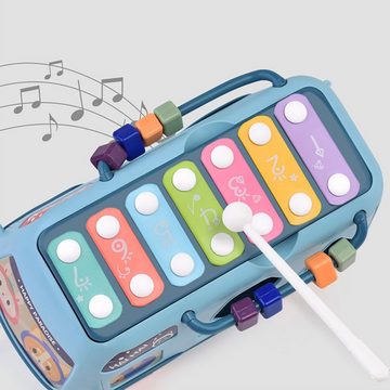 yozhiqu Spielzeug-Musikinstrument Kinder-Xylophon, multifunktionale Klatschtrommel, Car-Audio-Spielzeug für die frühe Bildung, Cartoon-Bus-Spielzeug