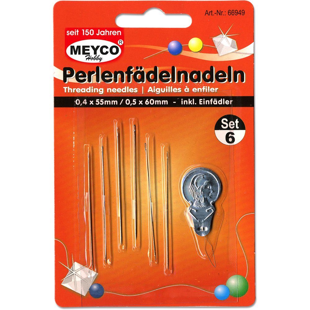 MEYCO Hobby Werkzeugset Perlenfädel-Nadeln auf Blisterkarte, 6er Set