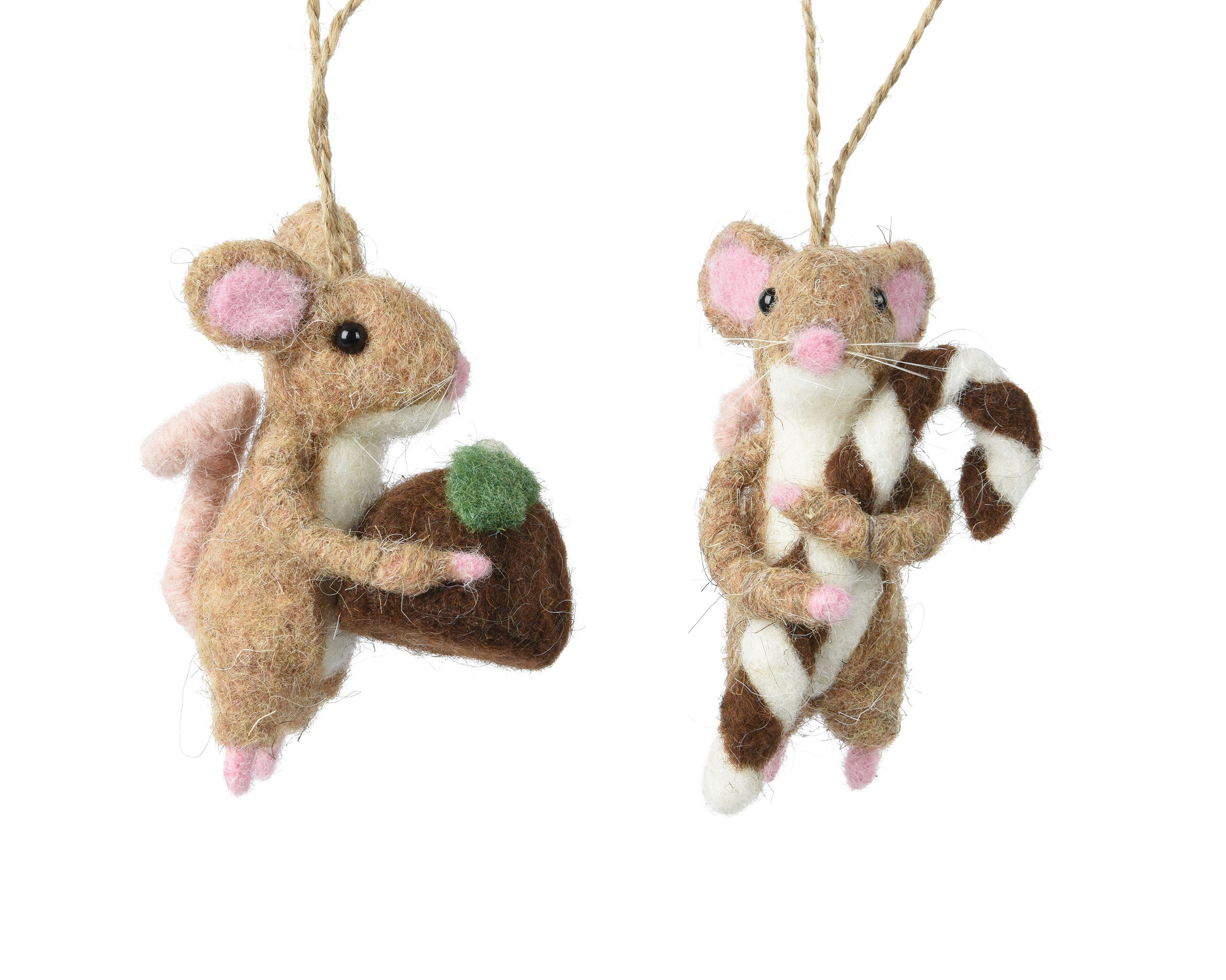 Kaemingk Christbaumschmuck, Christbaumschmuck Maus Wolle 9cm Figur 1 Stück sortiert Hellbraun