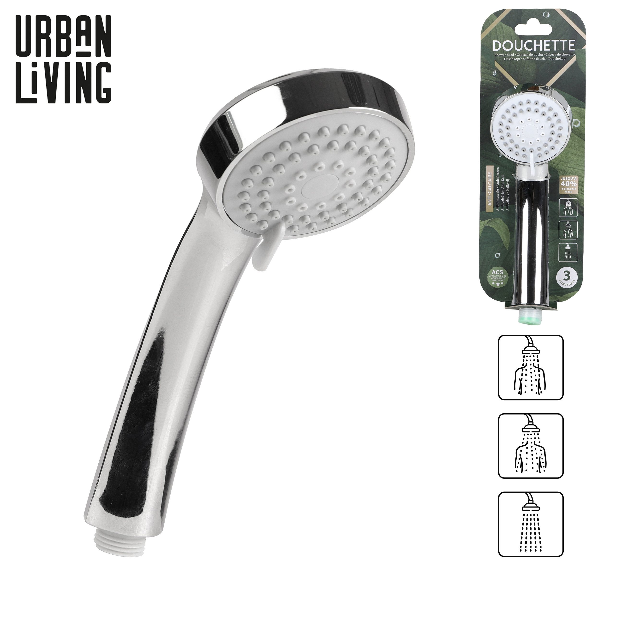 Urban Living Kopfbrause Kopf-Handbrause Duschkopf Duschbrause, günstig online kaufen