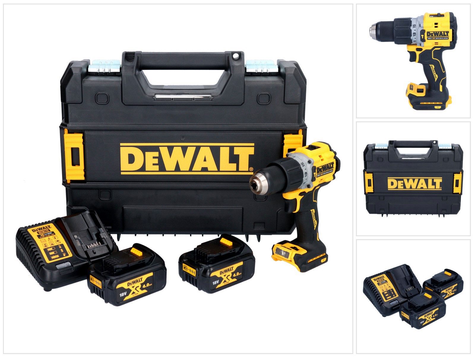 DeWalt Akku-Schlagbohrschrauber DCD 805 M2T 18 V 90 Nm Brushless + 2x Akku 4,0 Ah + Ladegerät + TSTAK