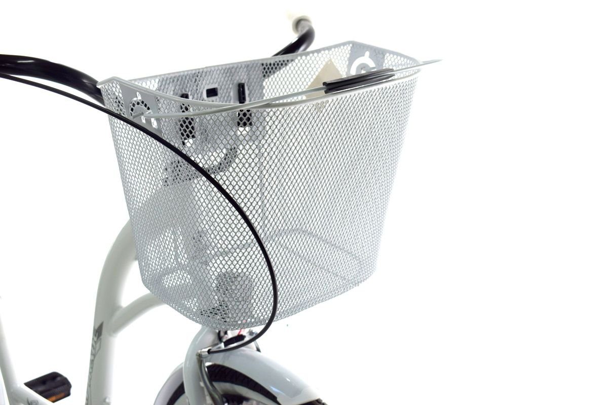 T&Y Trade City Bike 28 inch Children's Girls' City Bicycle Bike Road Traffic Regulations Reflective White 1 Speed, 1 Gear, Coaster Brake, Luggage Rack, Lights, Kickstand, Basket