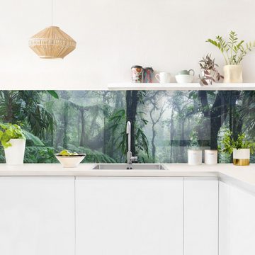 Bilderdepot24 Küchenrückwand grün dekor Bäume Wald Natur Monteverde Nebelwald Wandverkleidung Küche, (1-tlg., Nischenrückwand - für Fliesenspiegel ohne Bohren - matt), Spritzschutz Rückwand Küche Herd - Folie selbstklebend versch. Größen