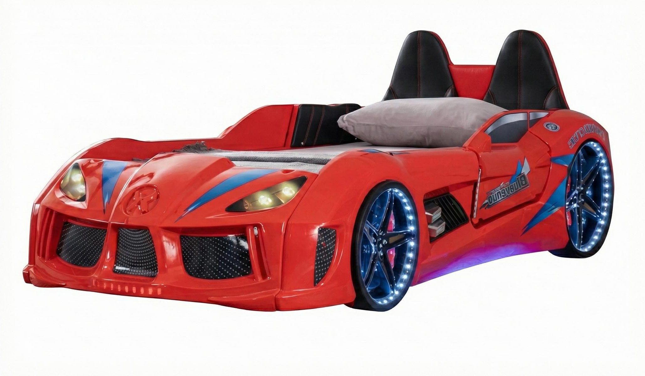 Xlmoebel Autobett Rotes Kinderbett im Rennwagen-Design mit LED-Beleuchtung, Made in Europa