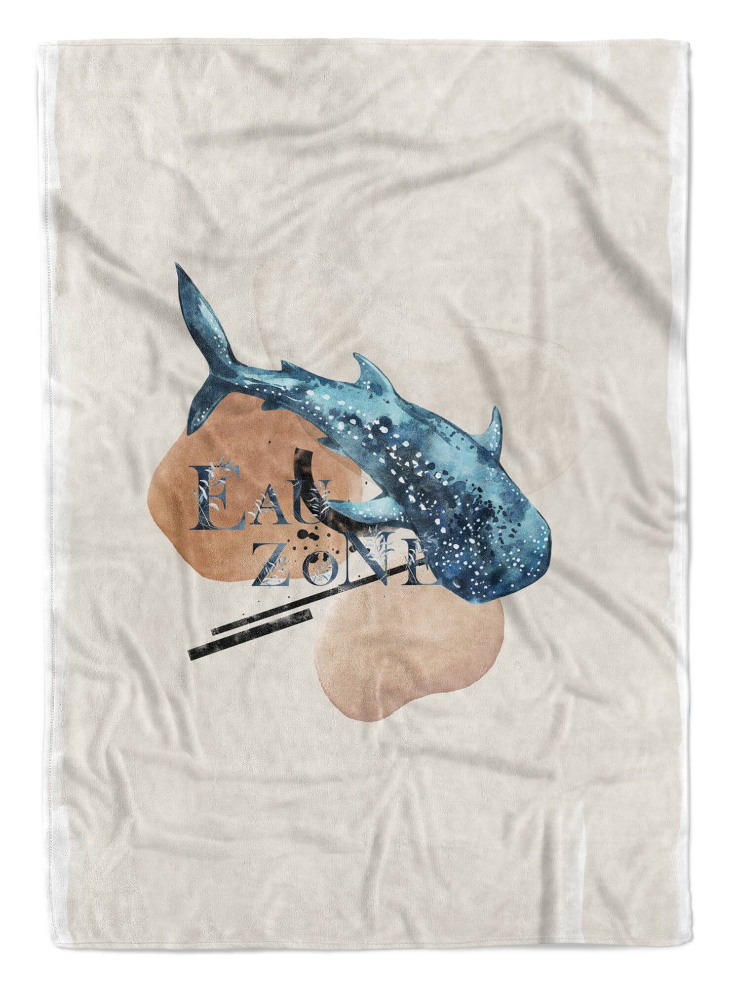 Sinus Art Handtücher Handtuch Strandhandtuch Saunatuch Kuscheldecke Kunstvoll Ozean Walhai Motiv, Baumwolle-Polyester-Mix (1-St), Handtuch