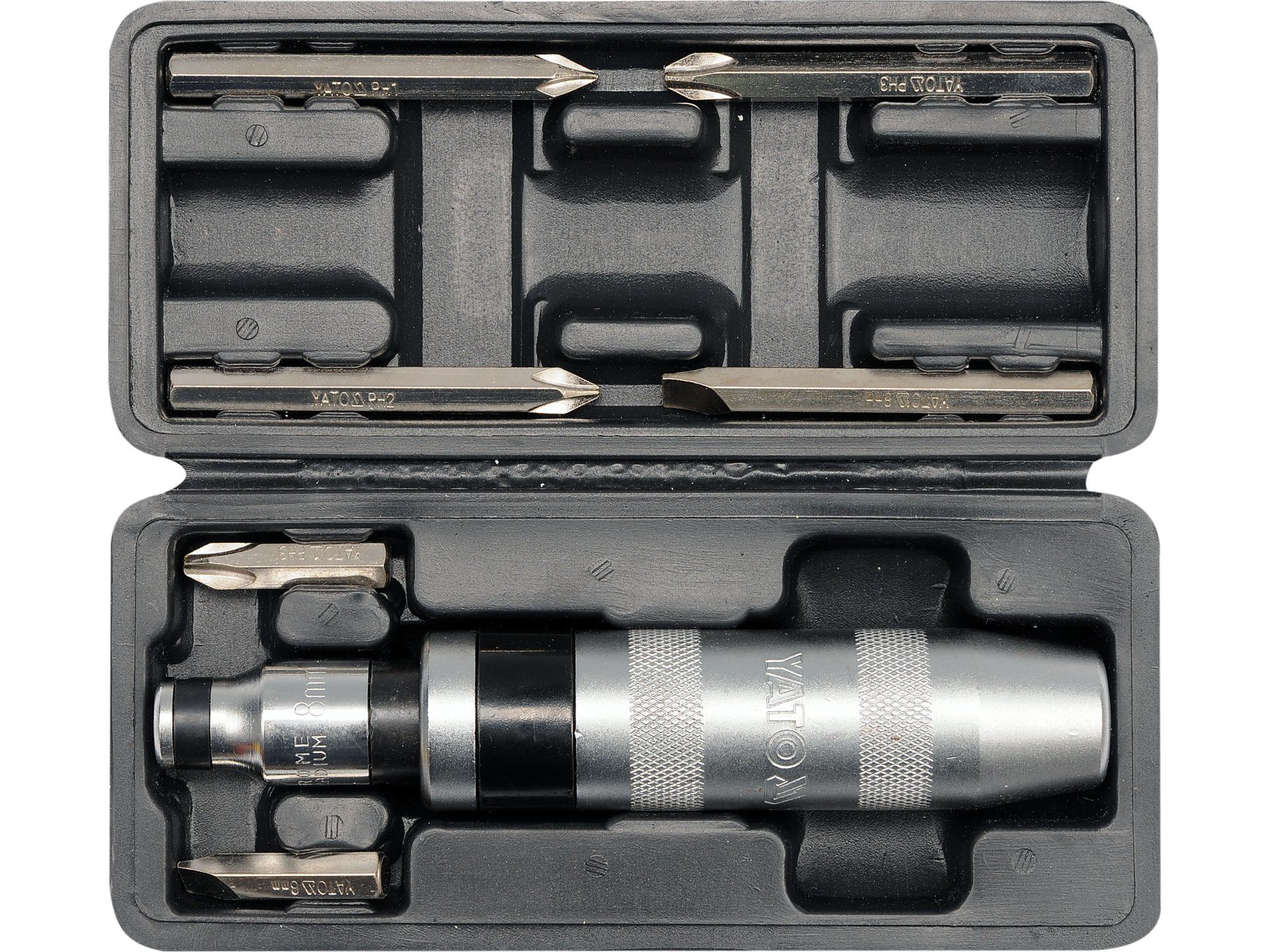 Yato Bit-Schraubendreher Schlagschraubendreher 160 mm mit 6 Bits, (Schlagschraubendreher 160 mm mit 6 Bits, Schlagschraubendreher 160 mm mit 6 Bits)