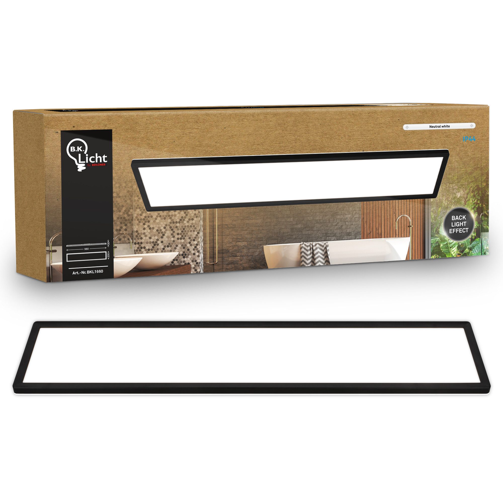 B.K.Licht LED Deckenleuchte Panel Flach 30mm Backlight Effekt LED Deckenlampe Wohnzimmer, LED fest integriert, 4000K - Neutralweiß, versch. Größen & Farben, Badezimmer, Küche, Wohnzimmer, Kinderzimmer