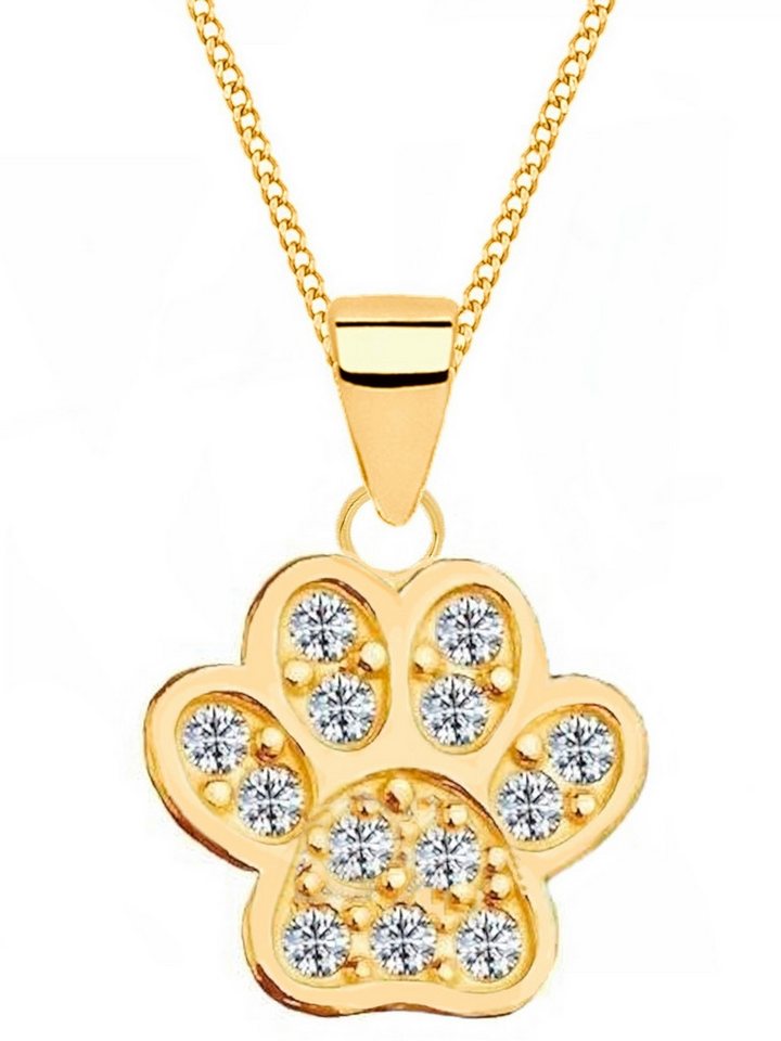 Goldene Hufeisen Kette mit Anhänger Tierpfote Halskette in Gold – Für Katzen & Hundefans, 925 Sterling Silber (hypoallergen)