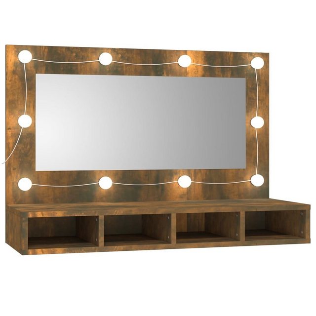 vidaXL Badezimmerspiegelschrank Spiegelschrank mit LED Räuchereiche 90×31,5×62 cm