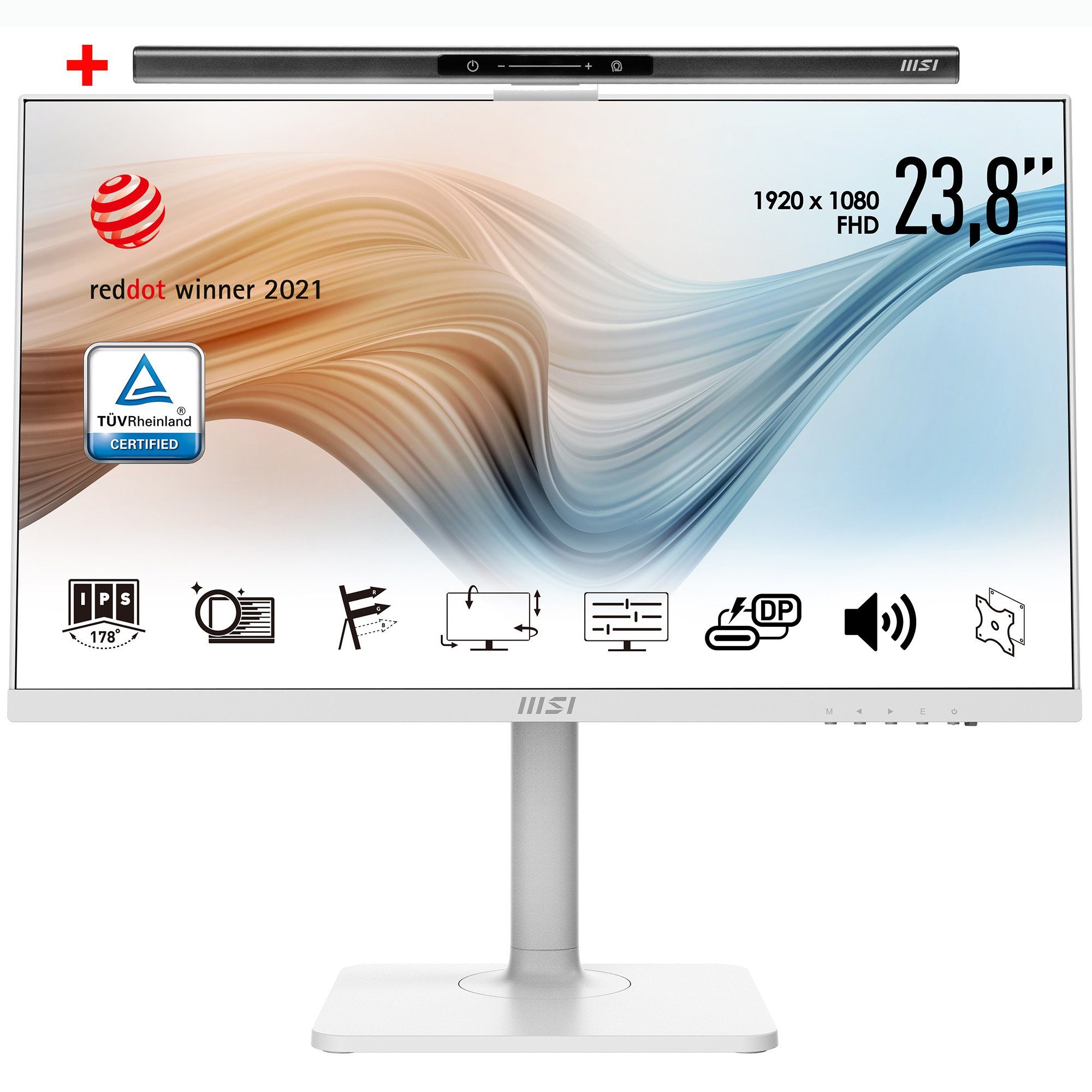 MSI Modern MD241PW LED-Monitor (60 cm/24 ", 1920 x 1080 px, Full HD, 5 ms Reaktionszeit, 75 Hz, IPS, 3 Jahre Herstellergarantie, höhenverstellbar, USB-C)