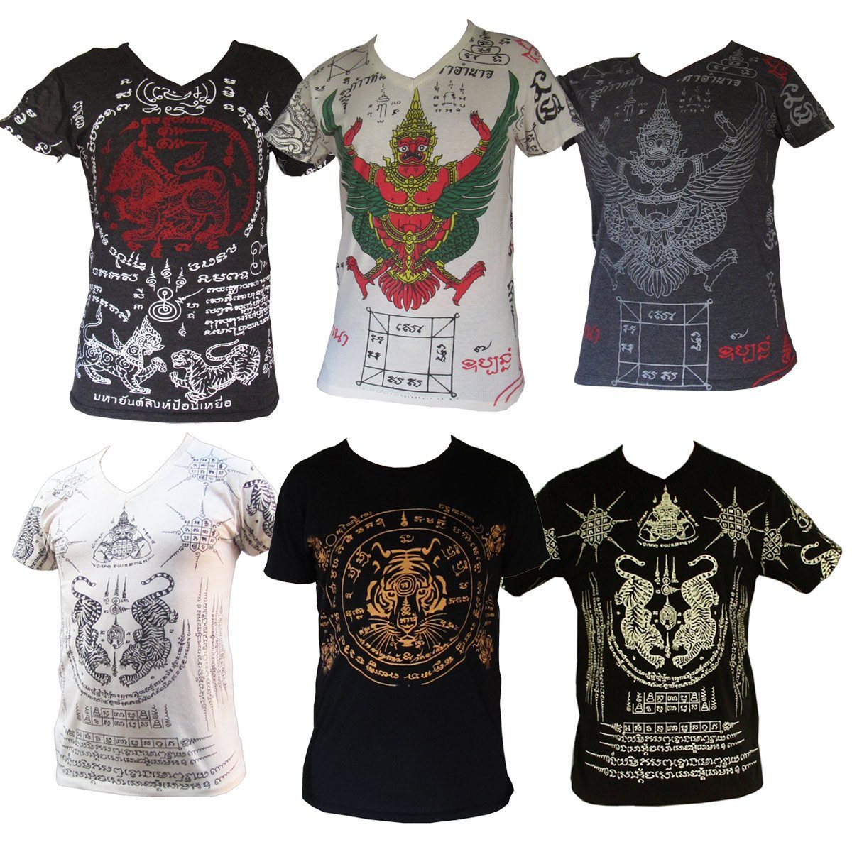 Yantra, PANASIAM T-Shirt Khmer Tattoo T-shirt Tiger Tiger schwarz Kunst