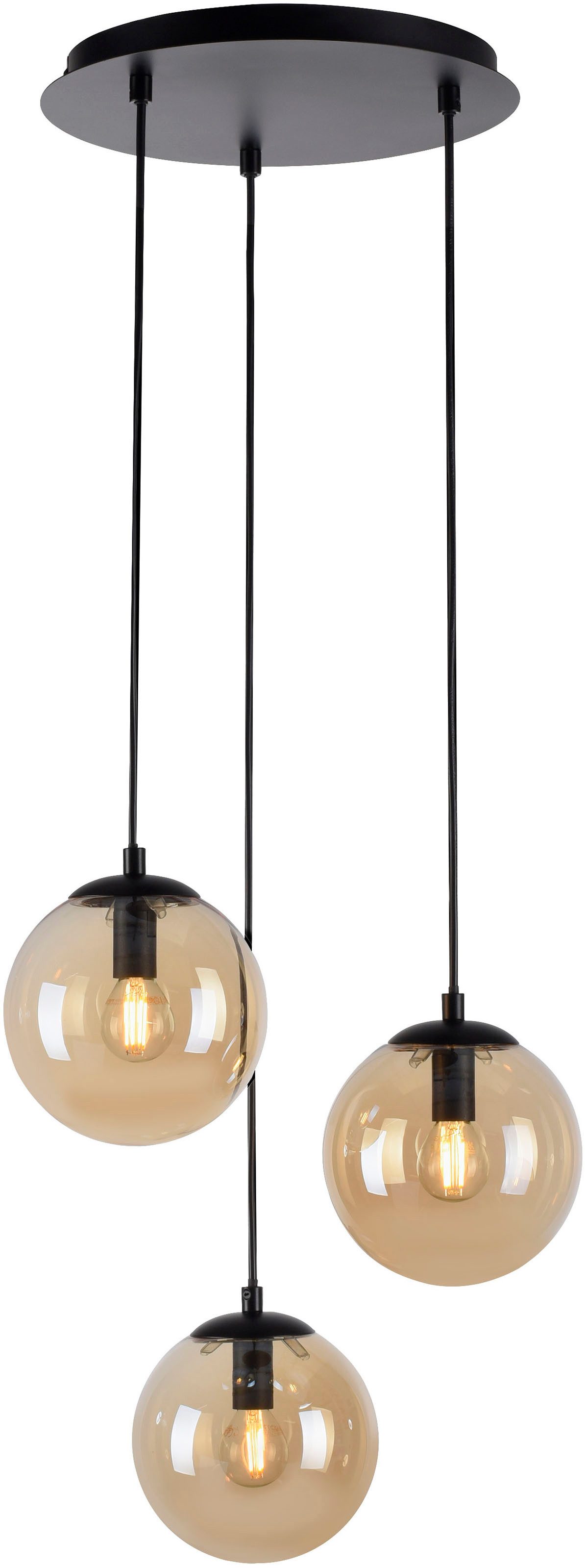 my home Pendelleuchte Nymölla, ohne Leuchtmittel, Hängeleuchte mit großen Glaskugeln, amberfarben oder opal matt weiß. Reduzierter Preis € 89,99. Unverbindliche Preisempfehlung € 113,95