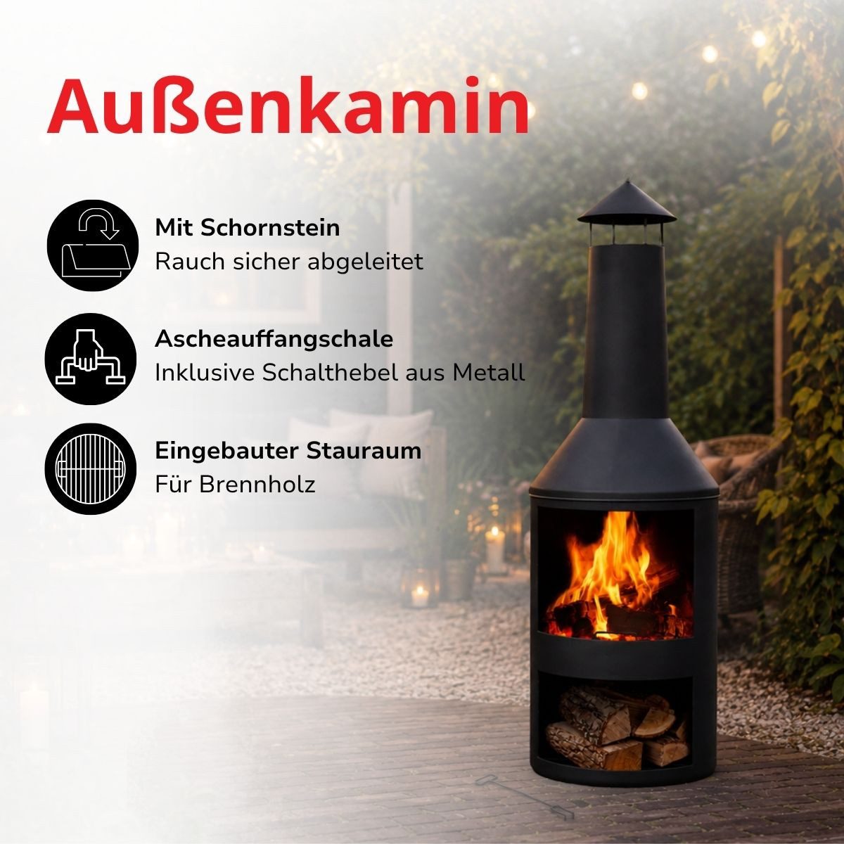 Bbq Collection Feuerschale BBQ Collection Terrassenofen 134 cm, (1x Terrassenkamin, 1x Stange, 1x Anleitung) – Bild 2 von 5