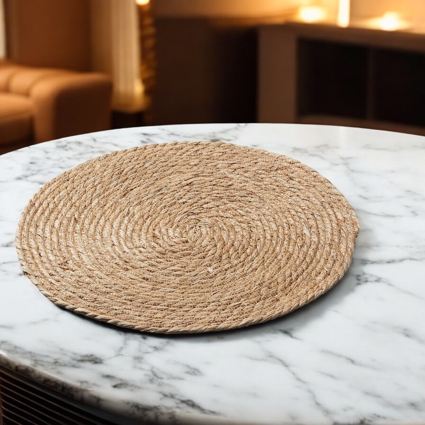 Macosa Home Platzset 4 Stk. Stroh rund Braun Naturfarben Platzmatten Strohm günstig online kaufen