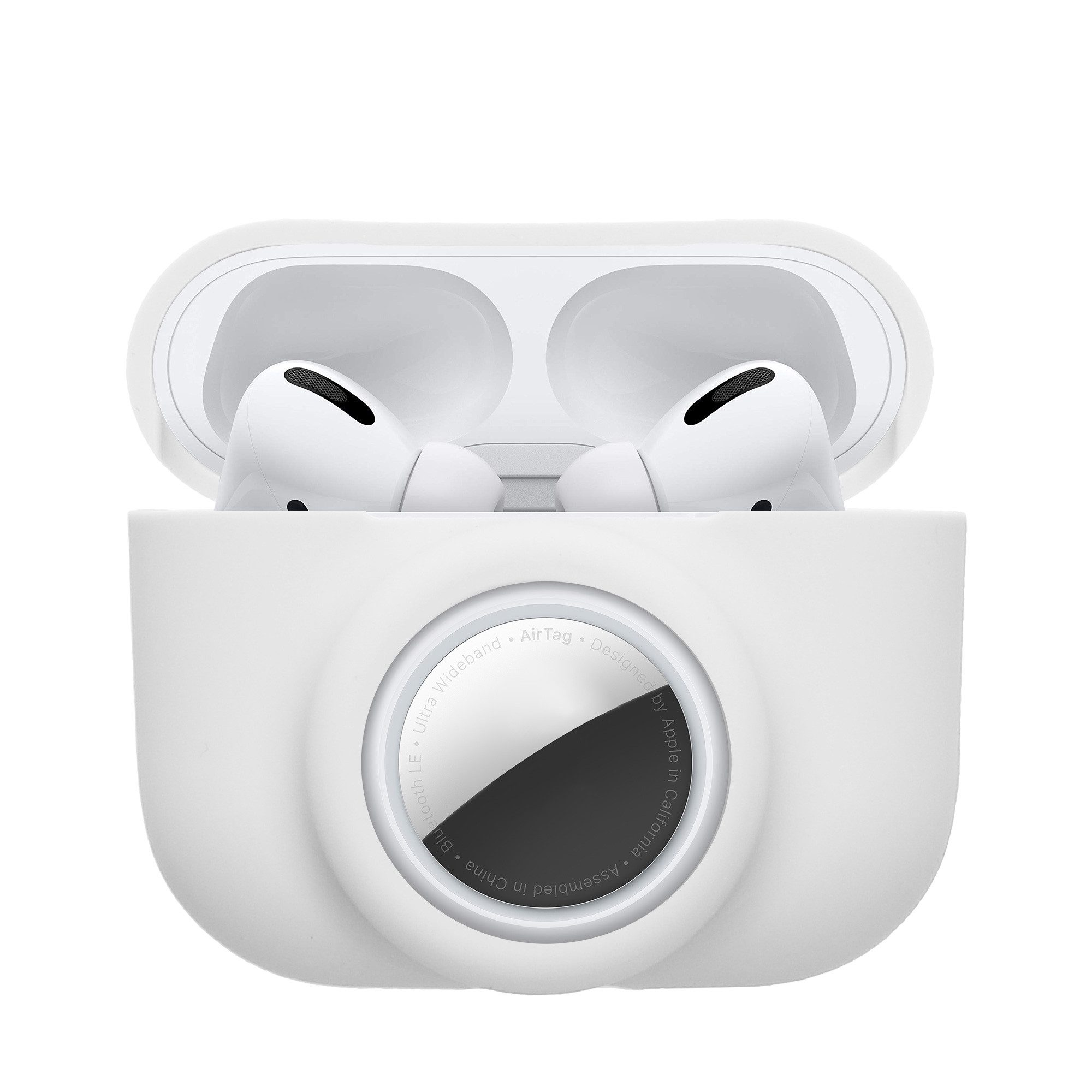 kwmobile Kopfhörer-Schutzhülle 2-in1 Schutzhülle für Apple Airpods Pro (1.Gen) Hülle, Weiches Silikon Cover - Schutzhülle mit Karabiner mit Airtag Case