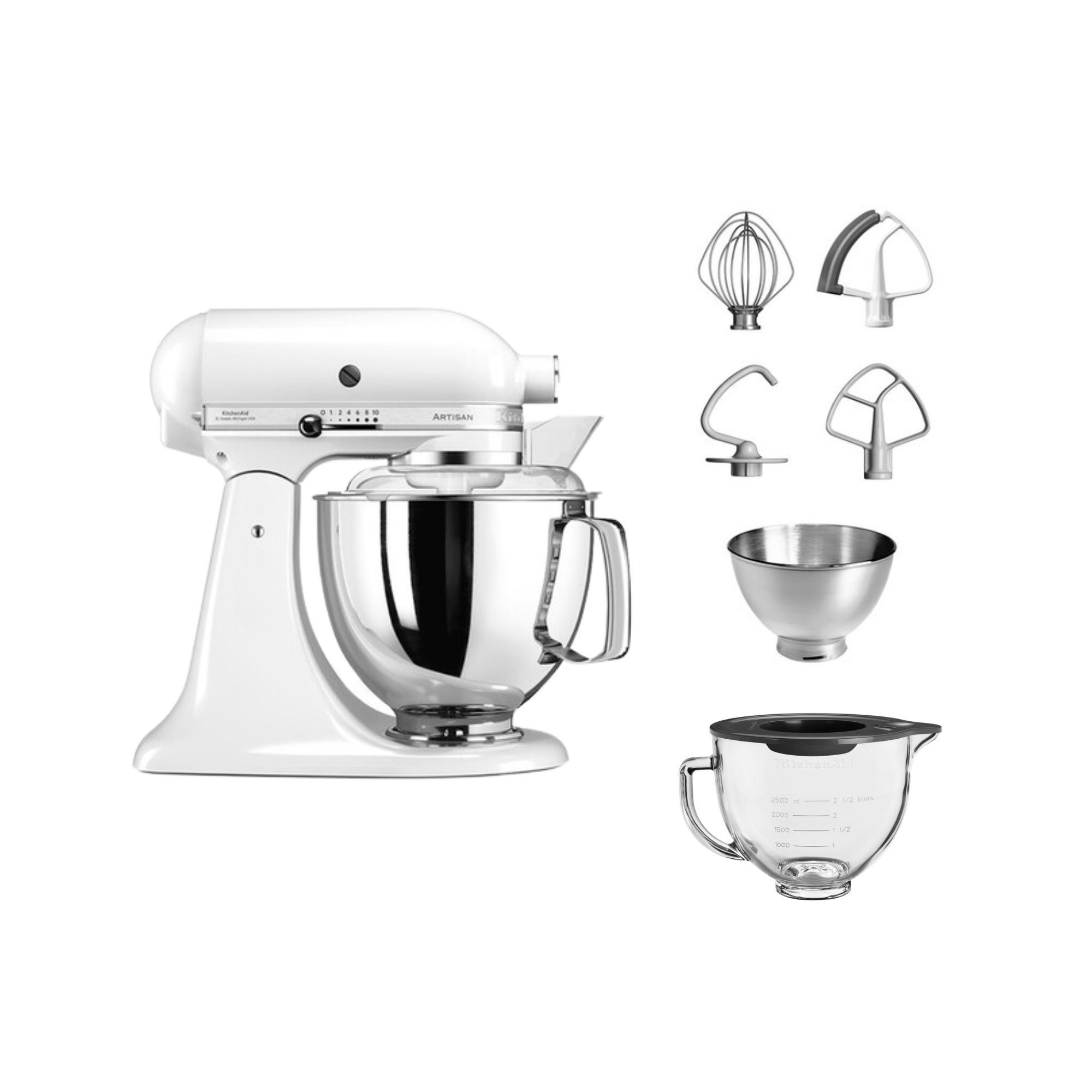 KitchenAid Küchenmaschine KitchenAid 4,8 L 5KSM175 Artisan Glasset mit Glasschüssel