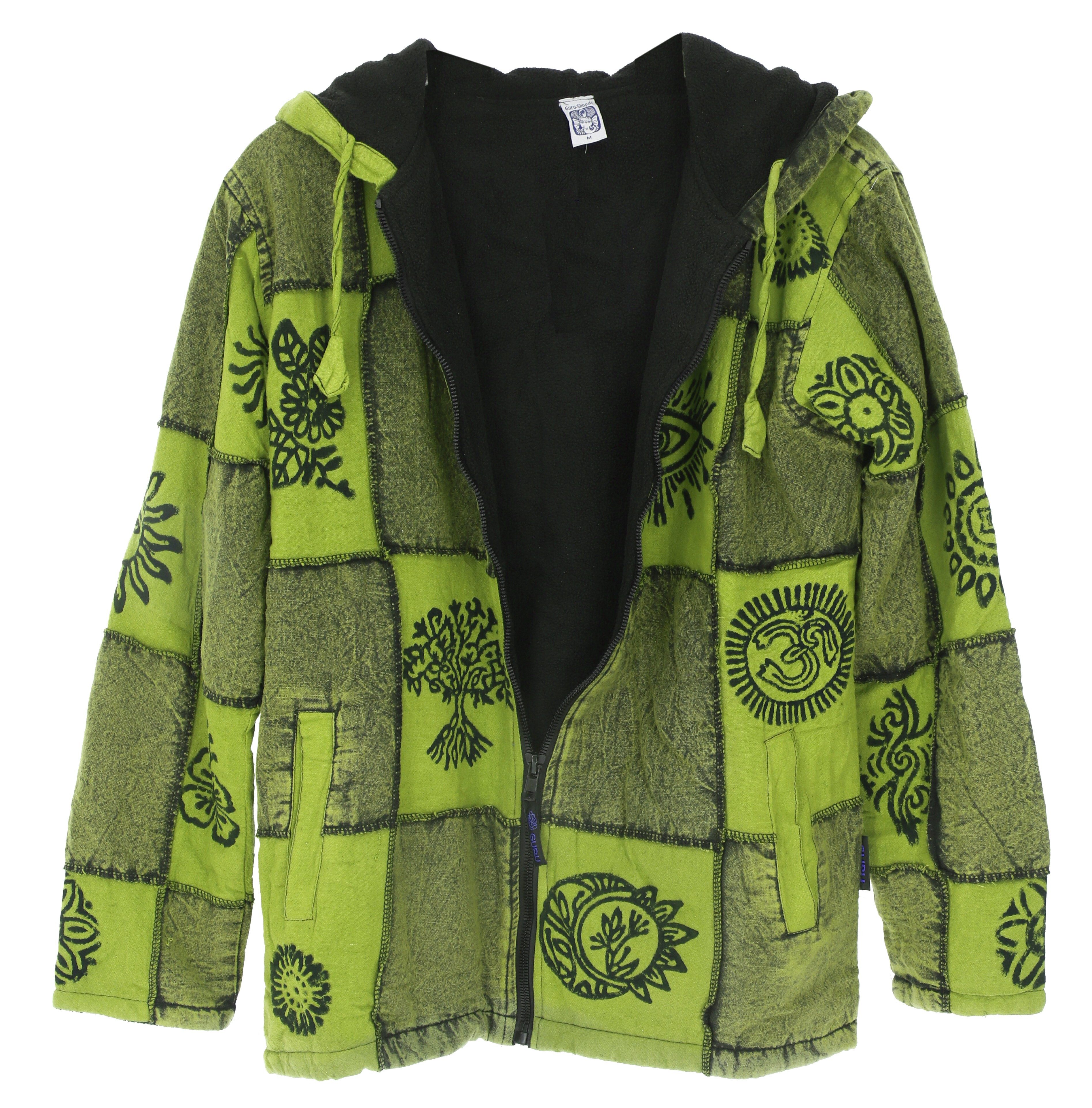 Guru-Shop Strickjacke Goa Jacke, Patchwork Sweatshirt Jacke - grün Hippie, günstig online kaufen
